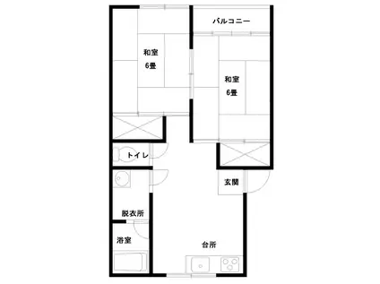 老野森コーポラス A(2DK/2階)の間取り写真