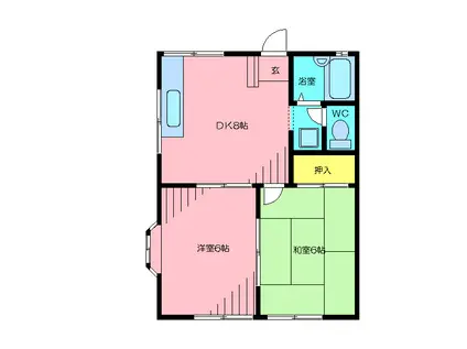 スカイハイツ秋元II(2DK/1階)の間取り写真