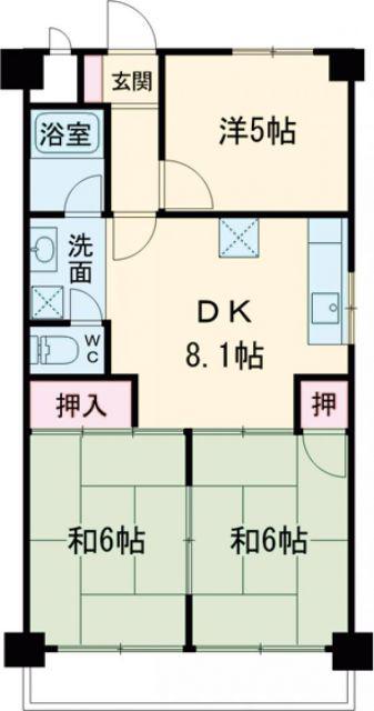 ジュネス21(3DK/4階)の間取り写真