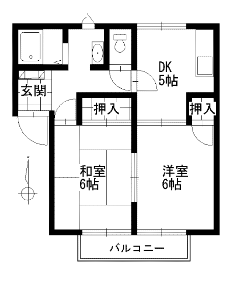 マーブルアーチ(2DK/1階)の間取り写真
