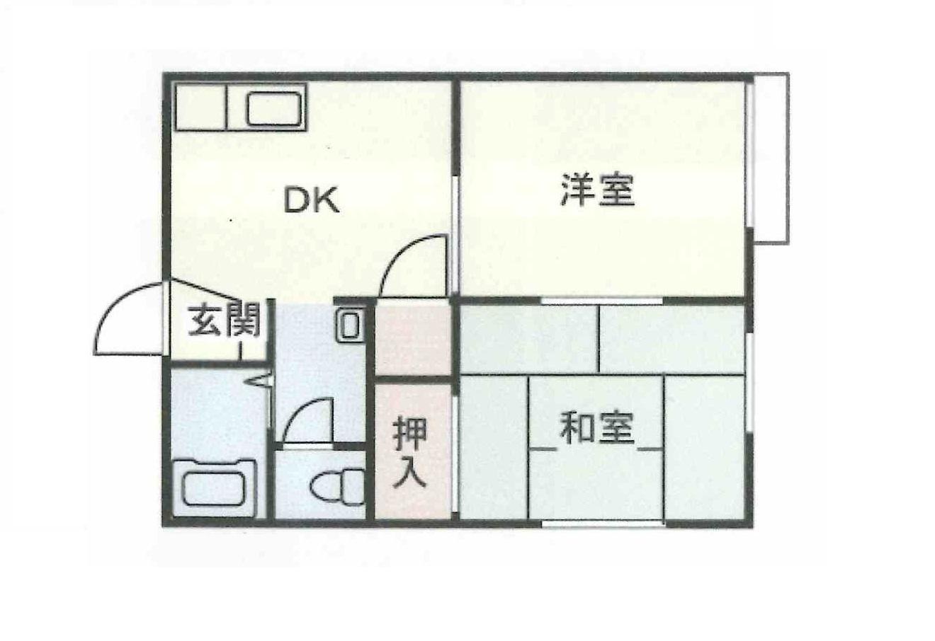 ベルメゾン中島D(2DK/2階)の間取り写真