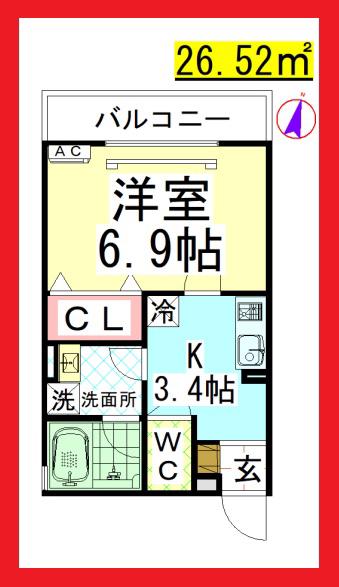 DL アイウェル湘南台(1K/2階)の間取り写真
