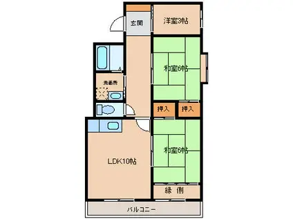 ウインドタウン八尾(2SLDK/3階)の間取り写真