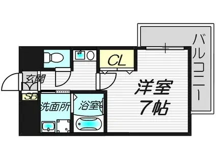 ヴィラ豊中(1K/9階)の間取り写真