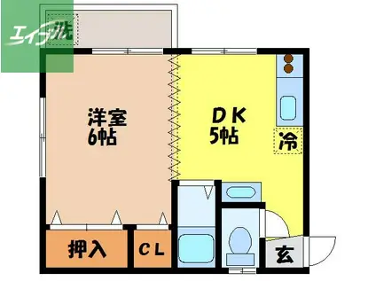 コーポウエストヒル(1DK/2階)の間取り写真