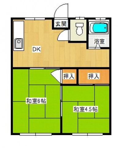コーポ八反田南(2DK/2階)の間取り写真