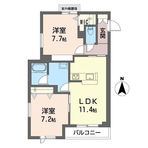 クレージュ(2LDK/2階)の間取り写真