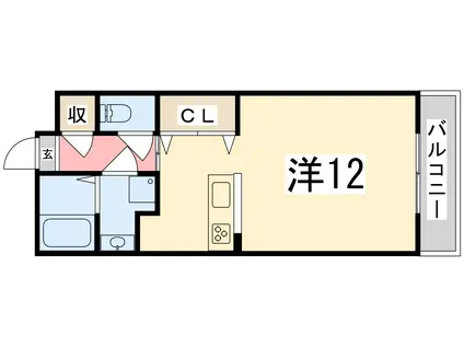 ハイトピア姫路(ワンルーム/3階)の間取り写真