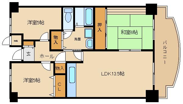 プレスト・コート壱番館(3LDK/6階)の間取り写真