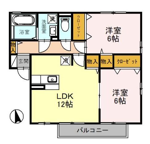 フローレス桜(2LDK/2階)の間取り写真