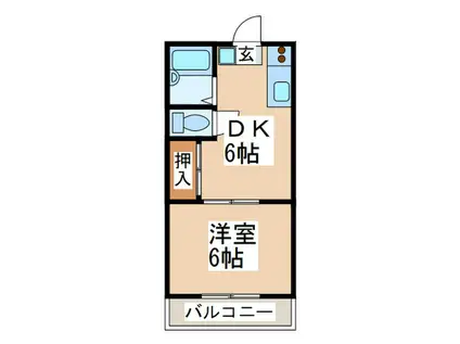 小川ハイツ(1DK/2階)の間取り写真