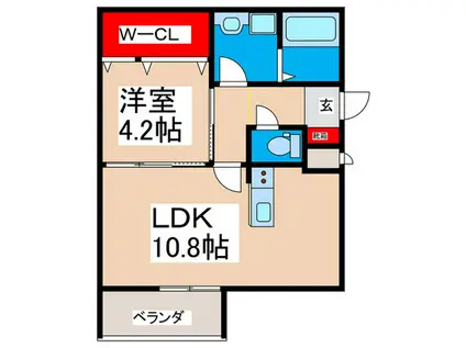 GARDEN HILL 瓢箪山(1LDK/2階)の間取り写真