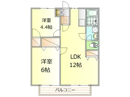 サンシティ田中A(2LDK/1階)の間取り写真