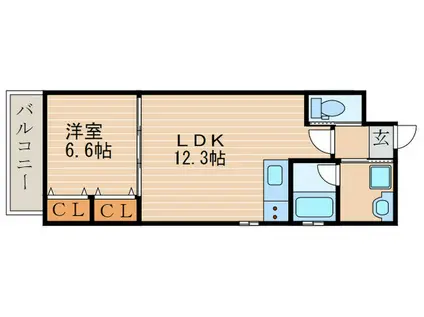 SHINING壬生離宮(1LDK/2階)の間取り写真