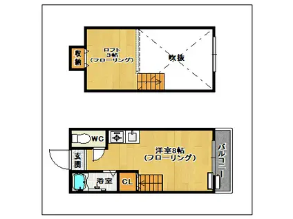 ラセーヌ松香台C(ワンルーム/2階)の間取り写真