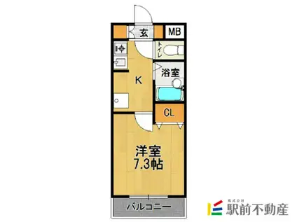 シャンテ吉塚(1K/2階)の間取り写真