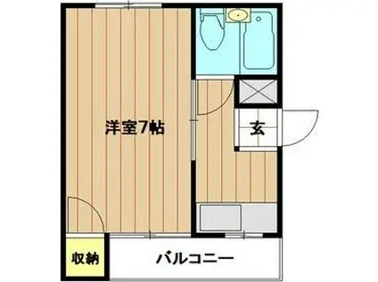 礒田マンション南館(1K/4階)の間取り写真