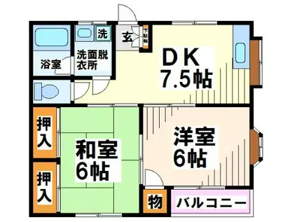 コーポヤハタ(2DK/1階)の間取り写真