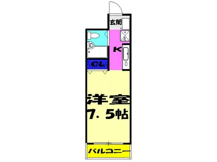 ソレイユM津田沼(ワンルーム/1階)の間取り写真