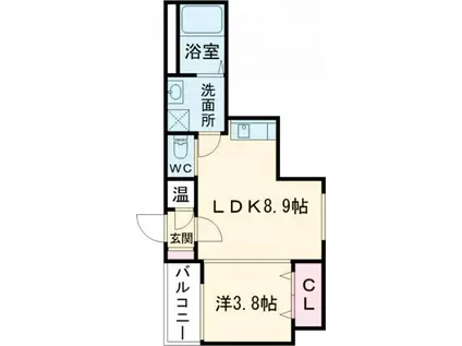 F ASECIAディオーネ徳庵(1LDK/2階)の間取り写真