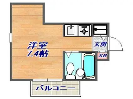 ロイヤルメゾン魚崎Ⅱ(ワンルーム/2階)の間取り写真