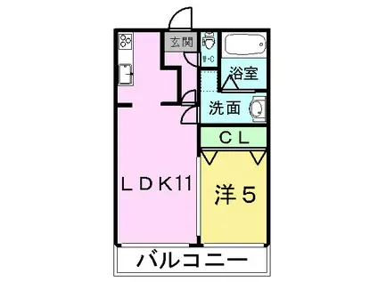 杉水マンションIII(1LDK/2階)の間取り写真