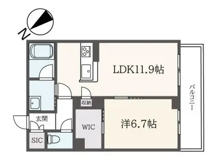 グランノワール(1LDK/3階)の間取り写真