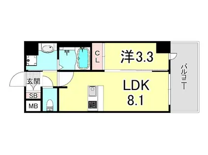 プレサンスブルーム新神戸(1LDK/15階)の間取り写真