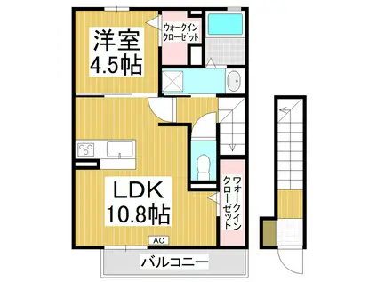 ローズコート青木島II(1LDK/2階)の間取り写真