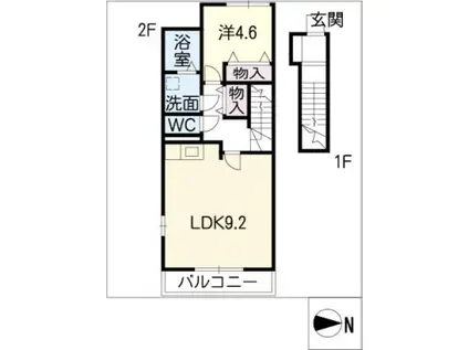 クレストール(1LDK/2階)の間取り写真