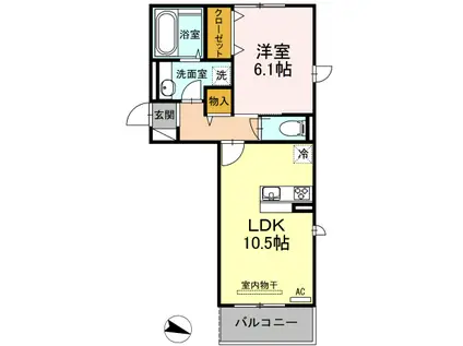 D-ROOMK&Y 穴生(1LDK/2階)の間取り写真