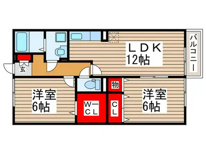パルテールシノヤマ(2LDK/2階)の間取り写真