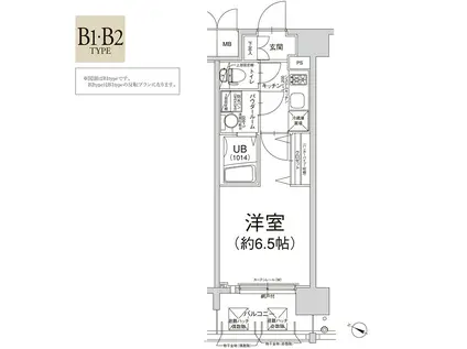 エスリード弁天町パークプレイス(1K/3階)の間取り写真