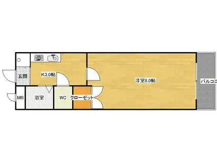 リバティプレイス(1K/2階)の間取り写真