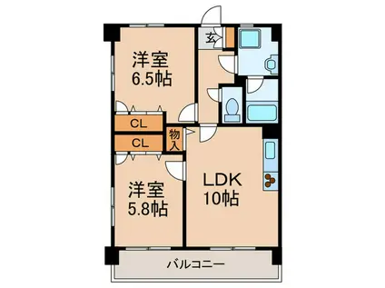 第4ケイコーマンション竹下(2LDK/5階)の間取り写真