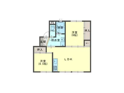 SKYCRESTながい1号棟(2LDK/2階)の間取り写真
