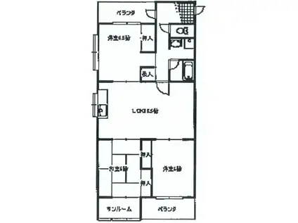 メゾンやすむろII(3LDK/4階)の間取り写真
