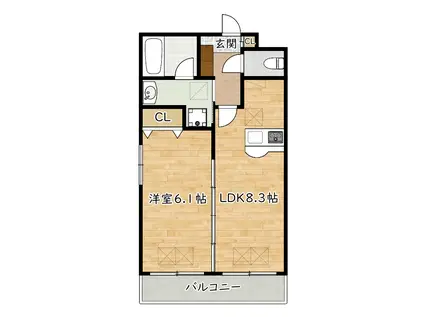 ルセリージェ(1LDK/1階)の間取り写真