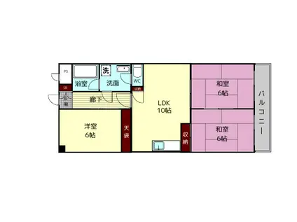 第6サンコウヒルズ(3LDK/3階)の間取り写真