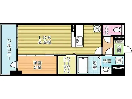 シエラ北方(1LDK/4階)の間取り写真