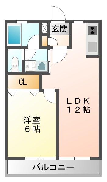 YKハイツ高丸(1LDK/2階)の間取り写真