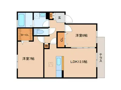 パストラルベルデA(2LDK/1階)の間取り写真