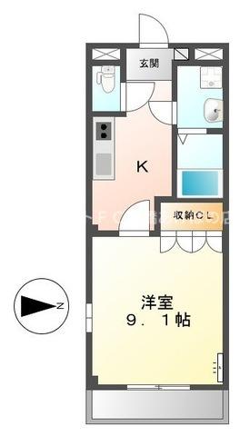 エルヴェ東小向II(1K/2階)の間取り写真