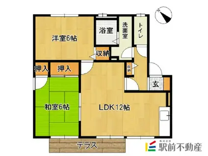 プレーヌ御笠(2LDK/1階)の間取り写真