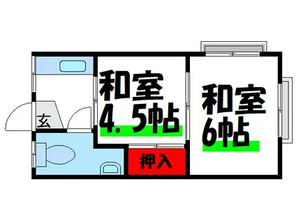 陽光荘(2K/2階)の間取り写真