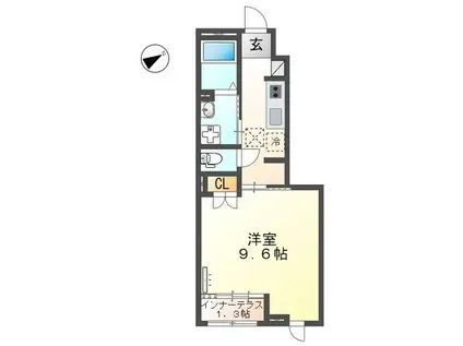 ドリームヒルズ(1K/1階)の間取り写真