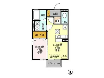 カーサ・ヴィオラA・B(1LDK/1階)の間取り写真