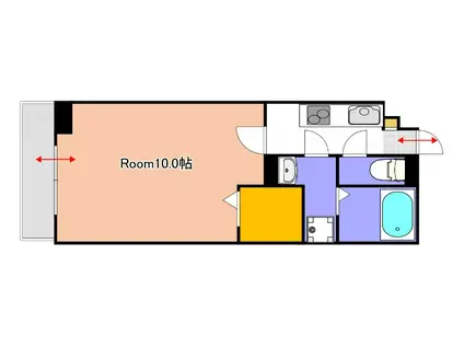 FRIEND COURT 岡山医大東(1K/6階)の間取り写真