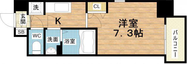 クレストタップ京橋(1K/13階)の間取り写真