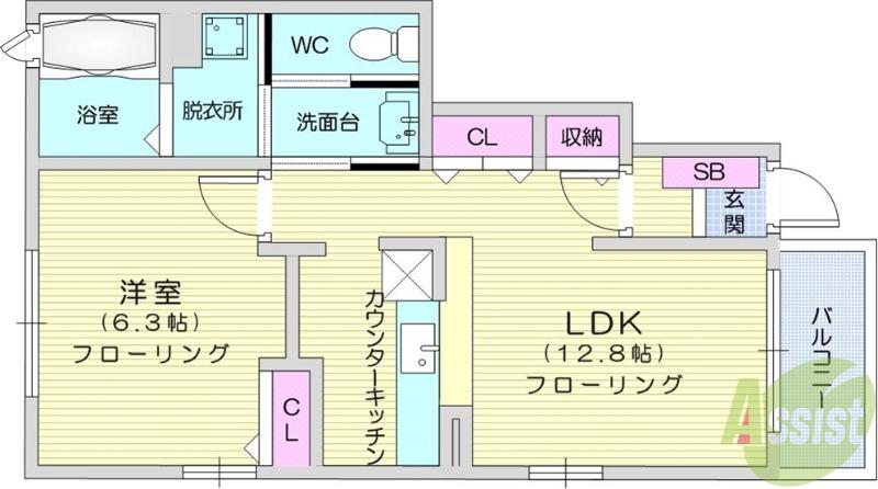 サニーグローブⅠ(1LDK/1階)の間取り写真